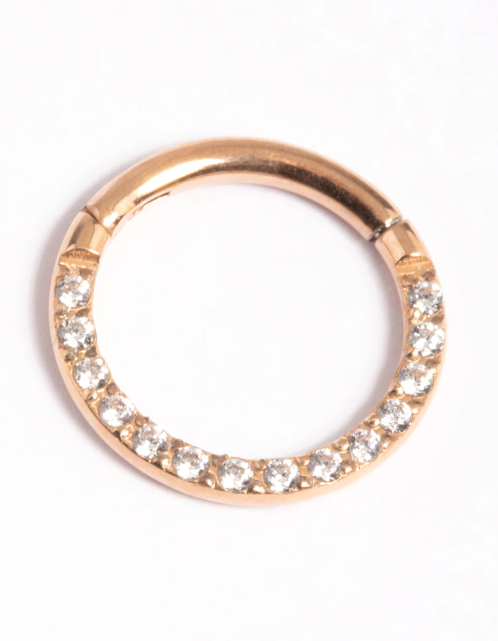 Rose Gold Titanium Cubic Zirconia 8mm Clicker - Image 3