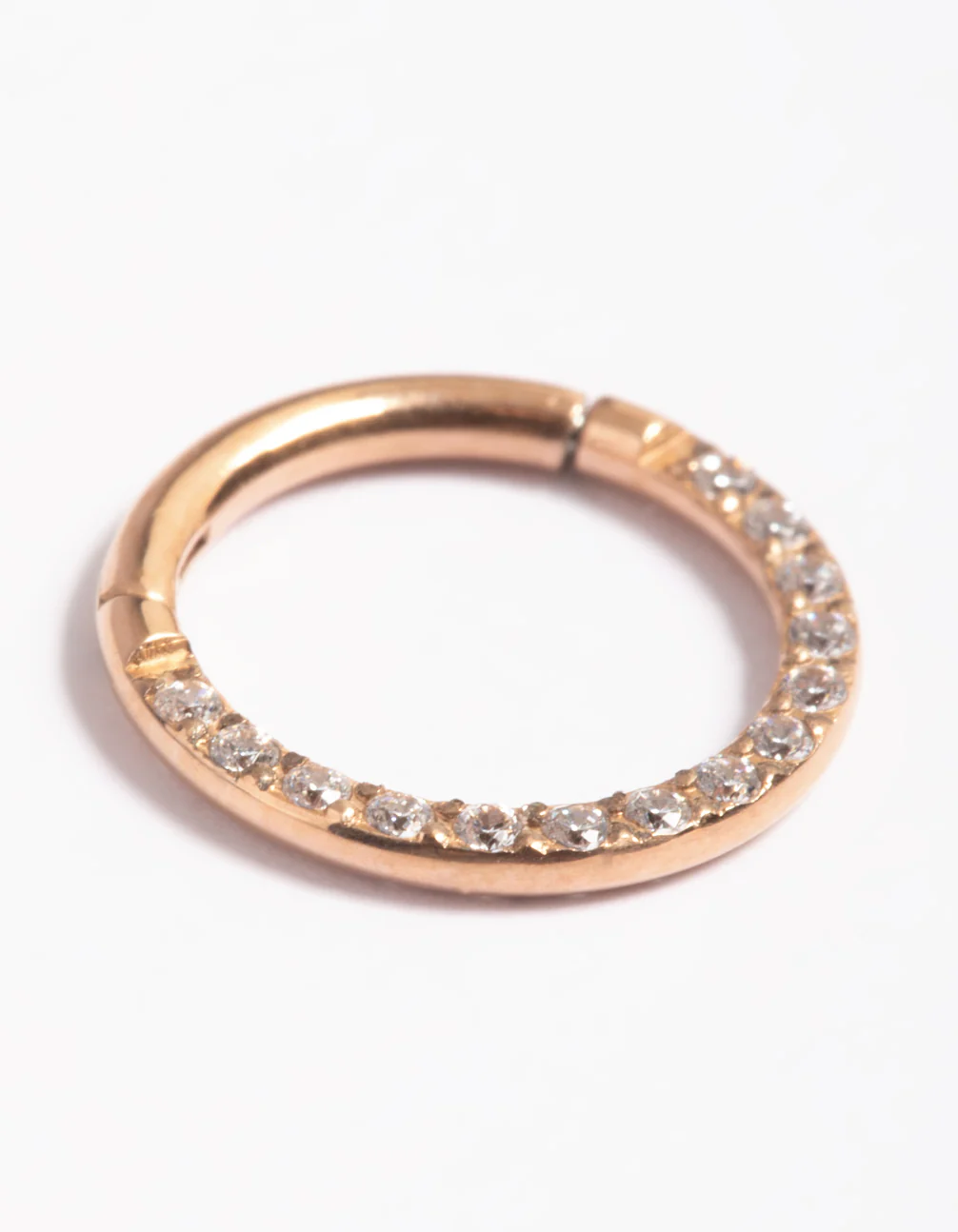 Rose Gold Titanium Cubic Zirconia 8mm Clicker - Image 4