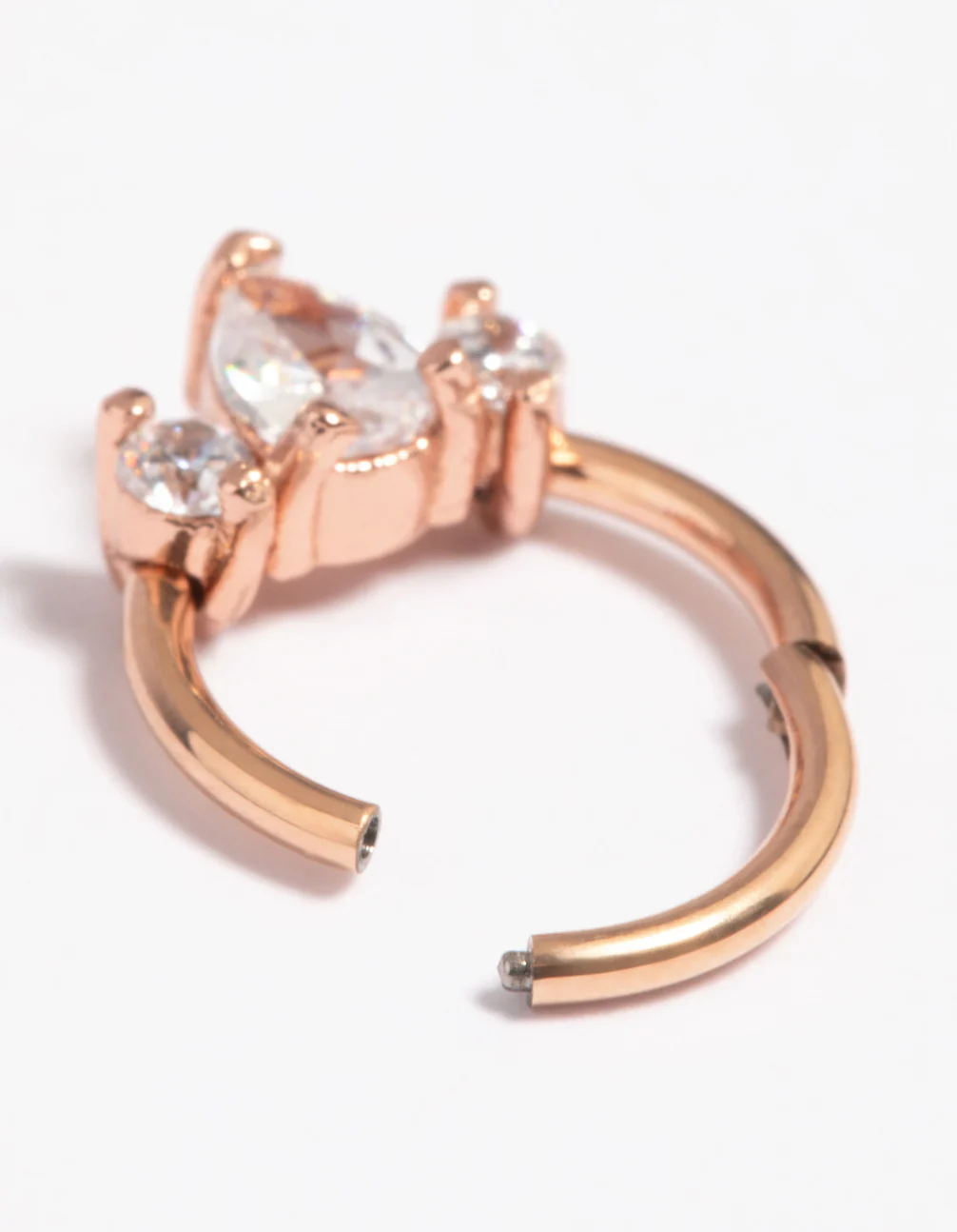 Rose Gold Plated Titanium Marquise Clicker Ring - Image 2