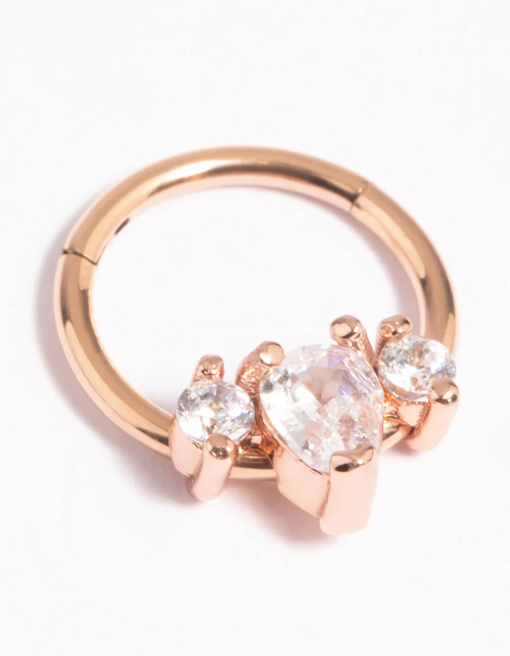 Rose Gold Plated Titanium Marquise Clicker Ring - Image 3