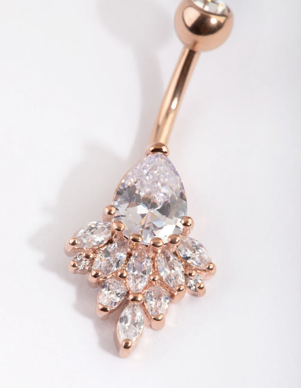 Rose Gold Plated Titanium Diamante Belly Bar - Image 2