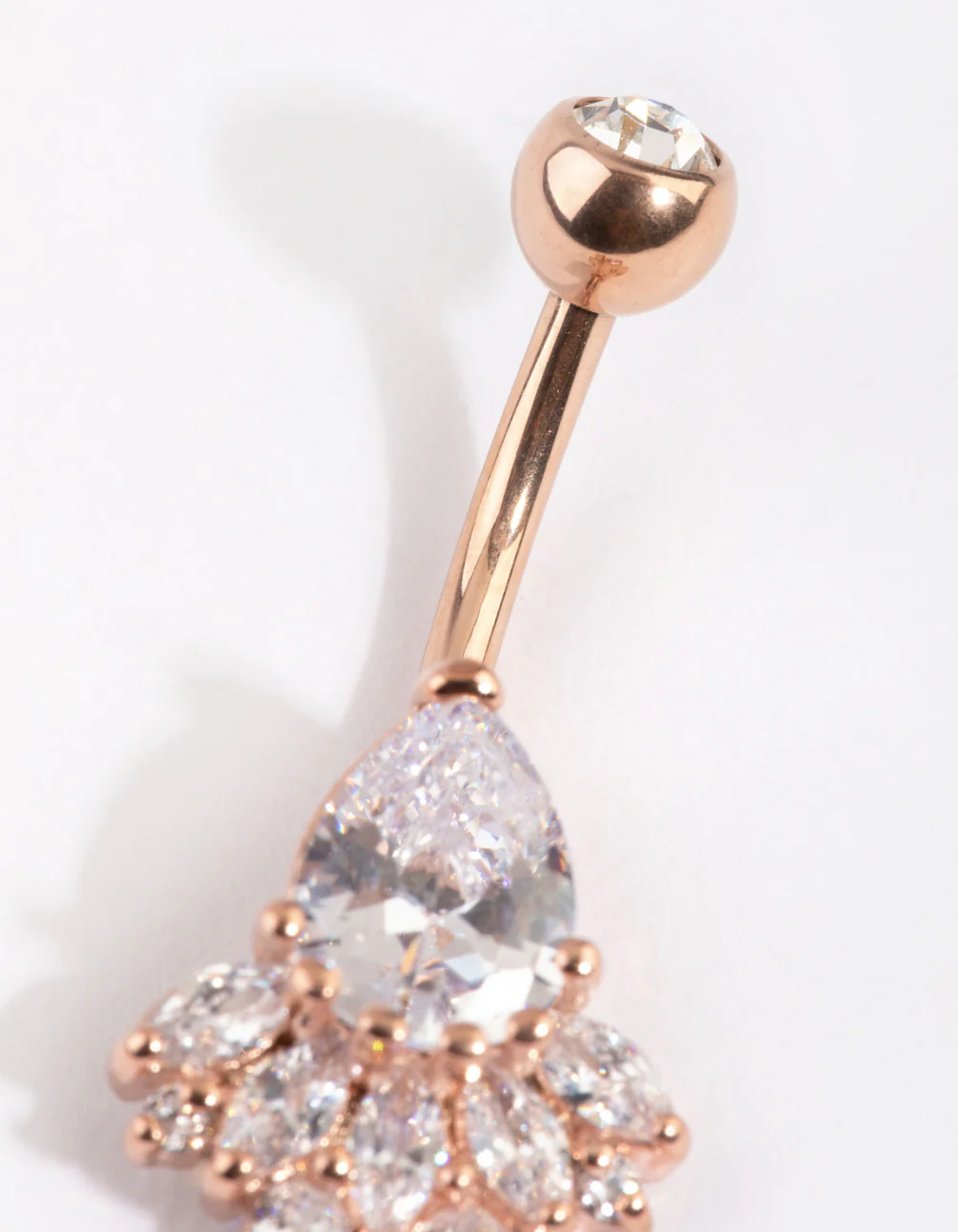 Rose Gold Plated Titanium Diamante Belly Bar - Image 3