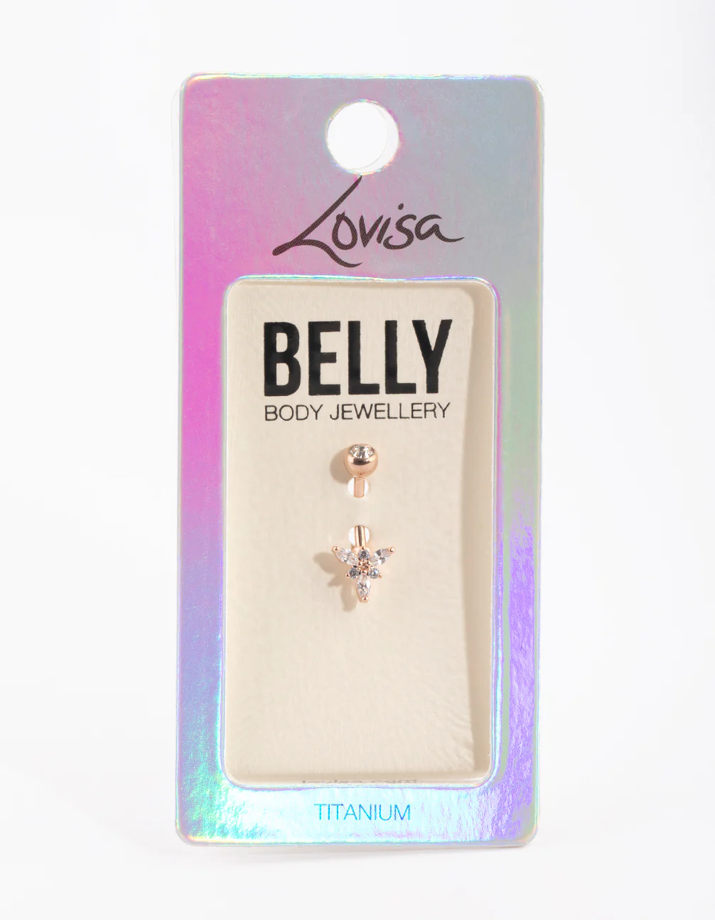 Rose Gold Plated Titanium Diamante Belly Bar - Image 2