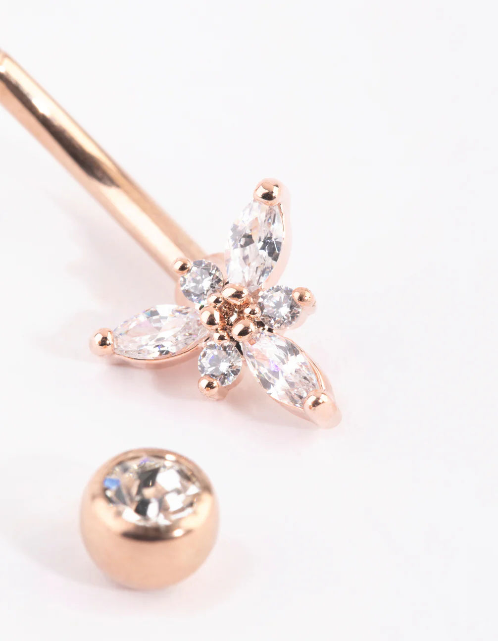 Rose Gold Plated Titanium Diamante Belly Bar - Image 4
