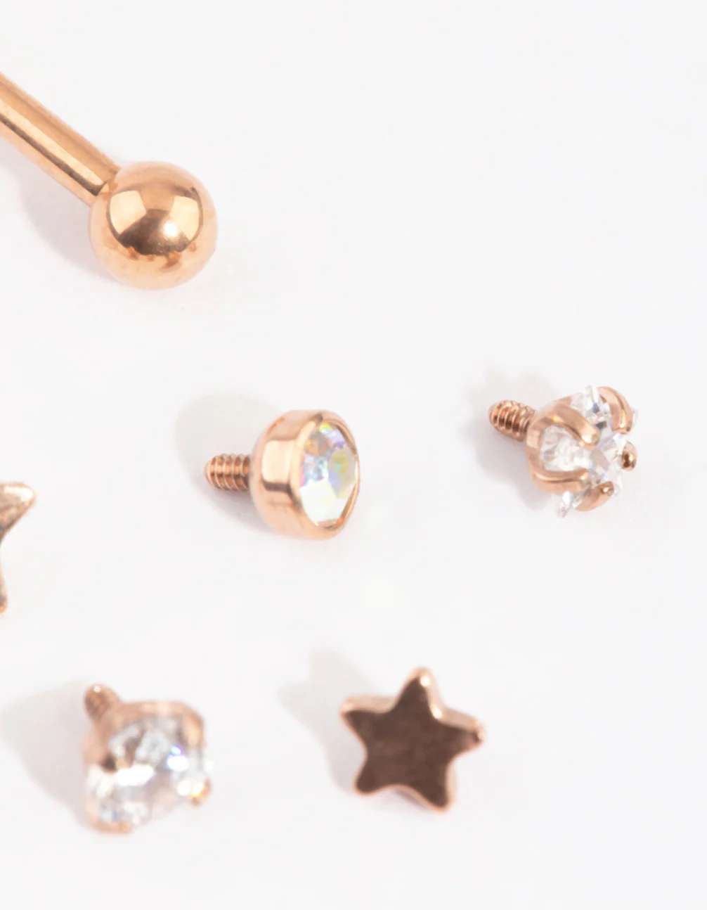 Rose Gold Plated Titanium Heart & Star Flat Back 6-Pack - Image 3