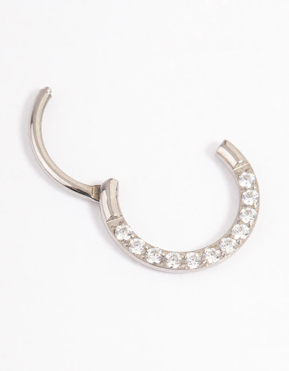 Titanium Cubic Zirconia Clicker Earring 7mm - Image 2
