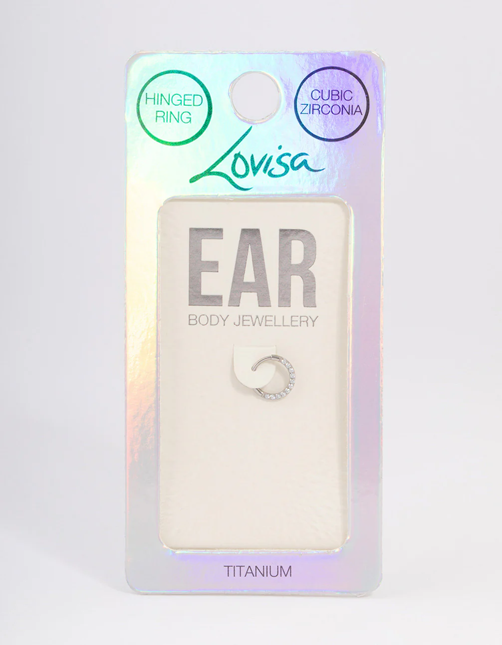 Titanium Cubic Zirconia Clicker Earring 7mm - Image 3