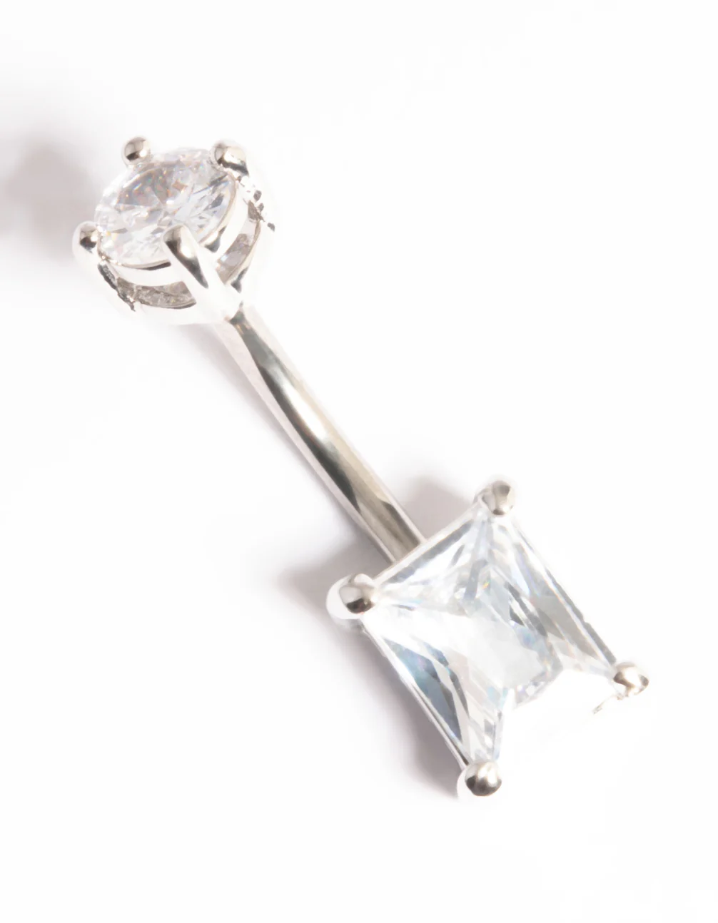 Titanium Cubic Zirconia Rectangle Belly Ring - Image 2