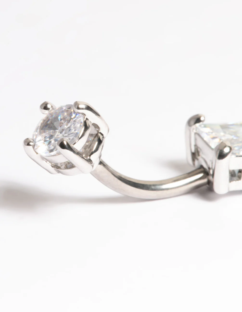 Titanium Cubic Zirconia Rectangle Belly Ring - Image 3