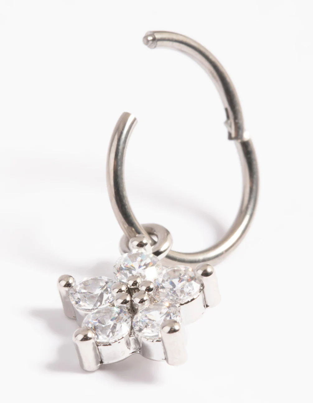 Titanium Cubic Zirconia Flower Clicker Ring - Image 3