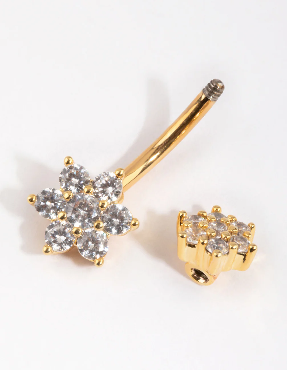 Gold Plated Titanium Flower Belly Bar - Image 3