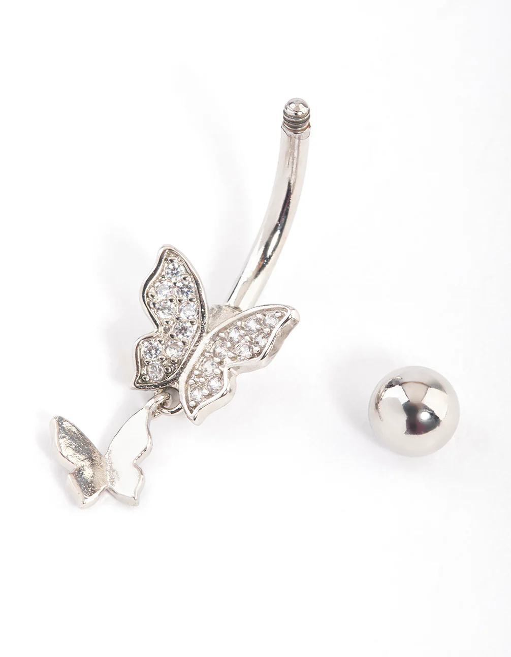 Titanium Double Butterfly Belly Ring - Image 2