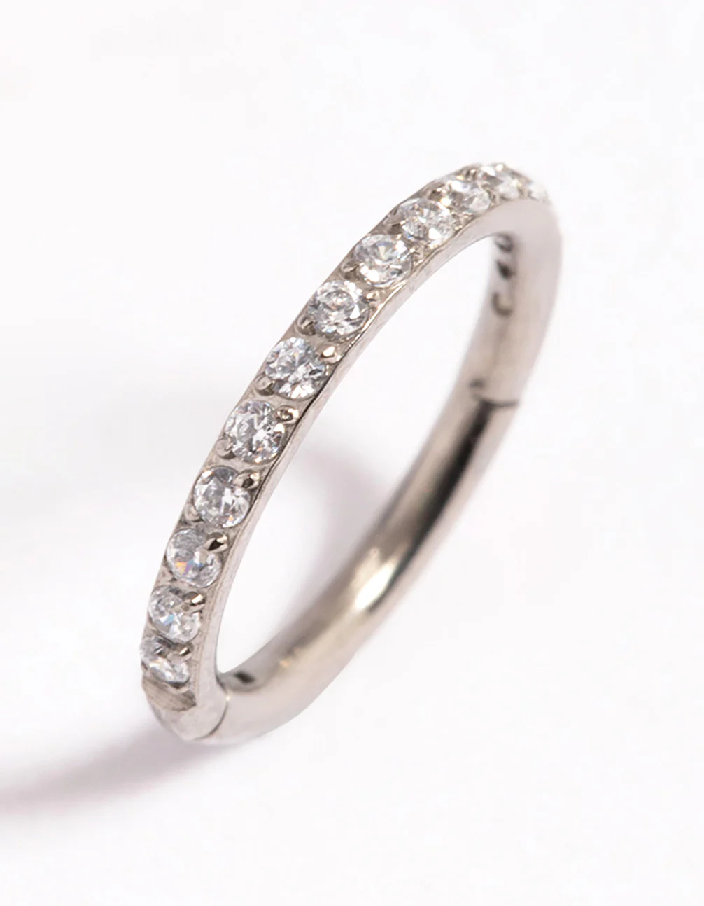 Titanium Cubic Zirconia Pave Clicker Ring - Image 2
