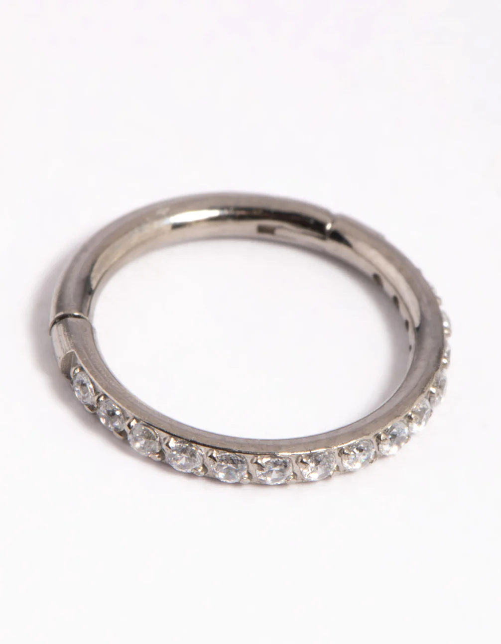 Titanium Cubic Zirconia Pave Clicker Ring - Image 3