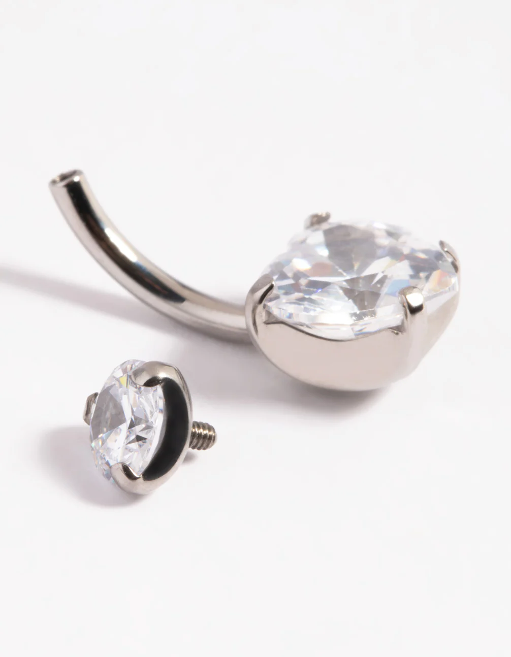Titanium Heart Diamante Belly Ring - Image 3