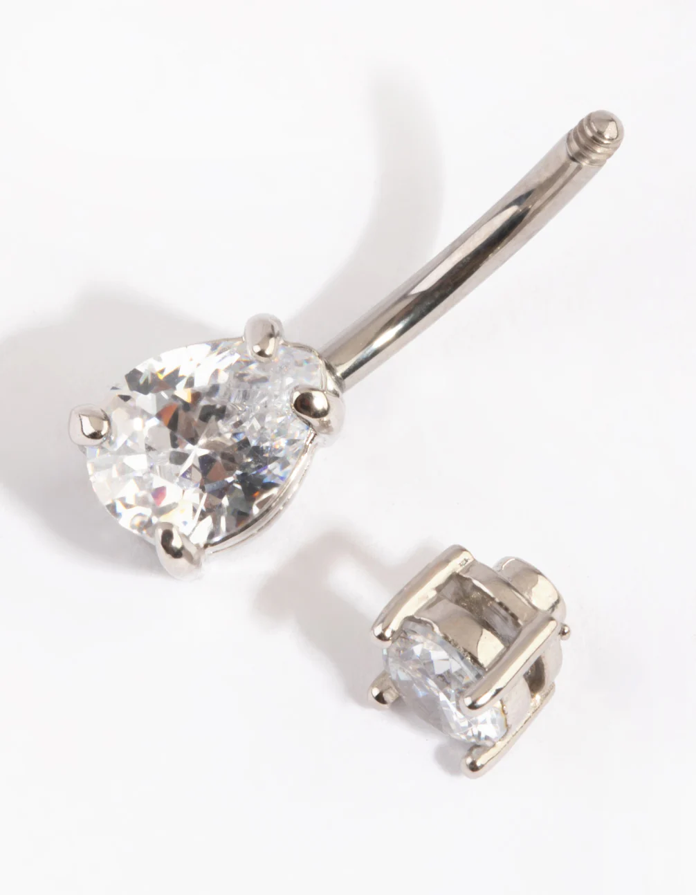 Titanium Pear Diamante Belly Bar - Image 2