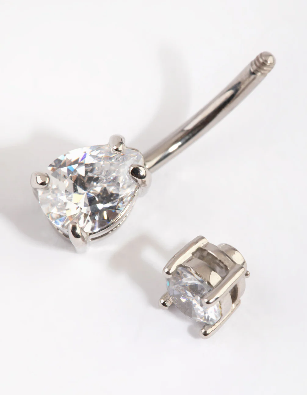 Titanium Pear Diamante Belly Bar - Image 3