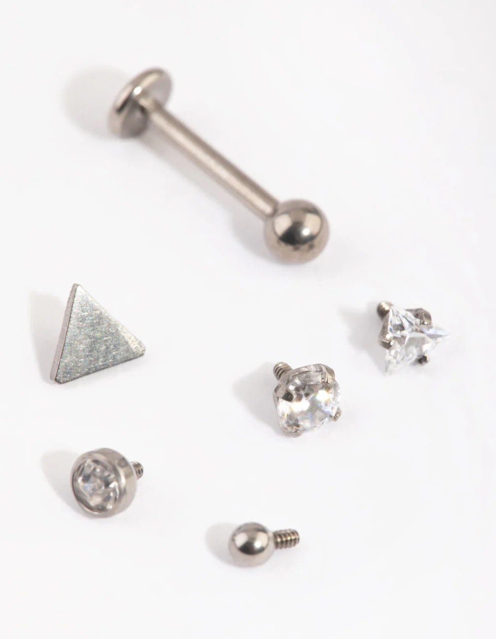 Titanium Geometric Flat Back Single Bar with Interchangeable Ends 6-Pack - Image 2