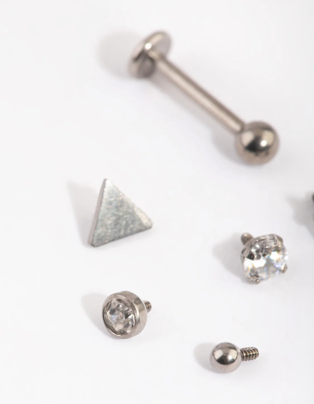 Titanium Geometric Flat Back Single Bar with Interchangeable Ends 6-Pack - Image 3