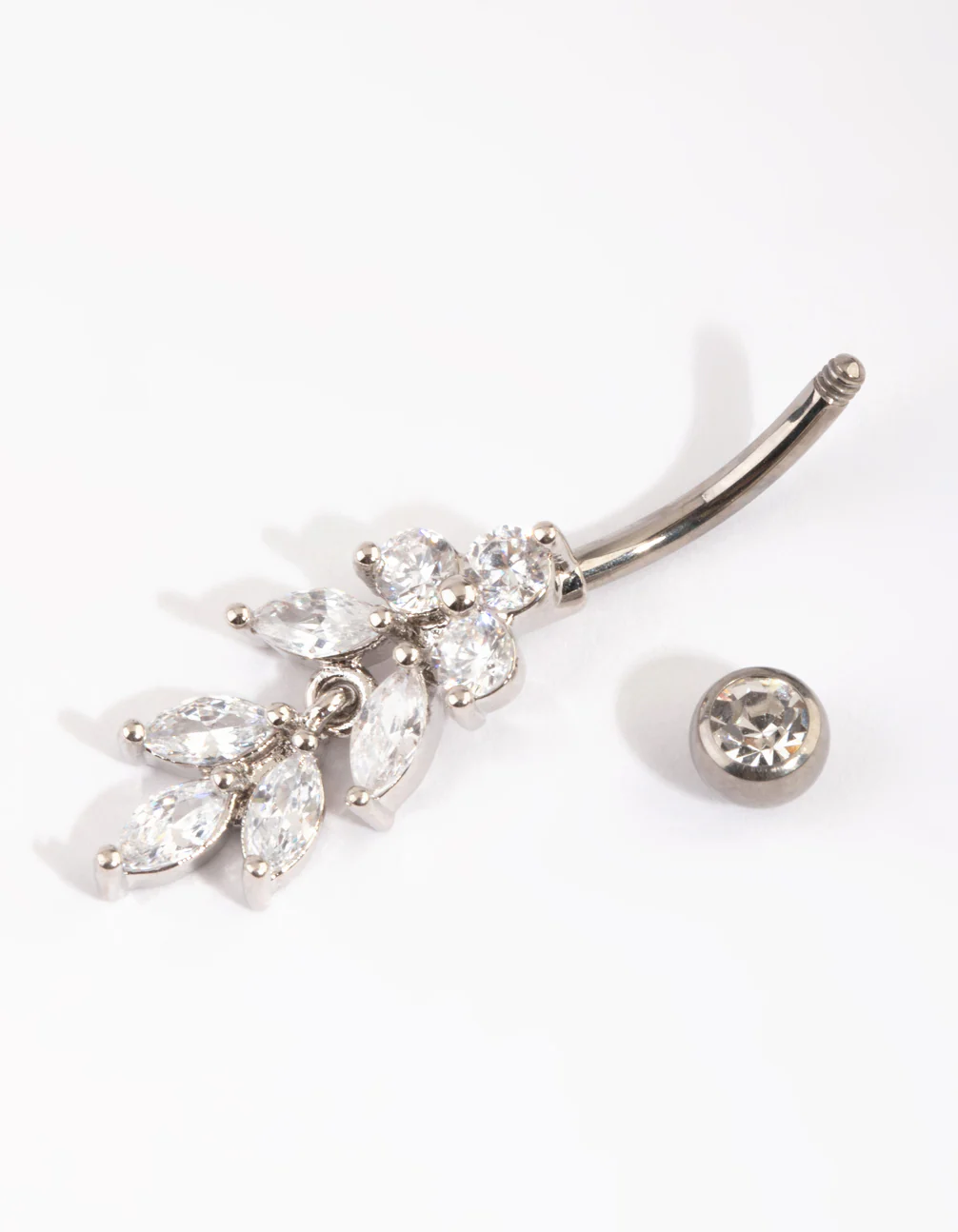 Titanium Marquise Diamante Belly Bar - Image 3