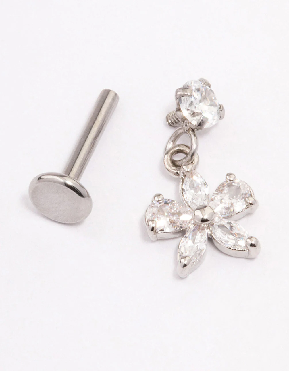 Titanium Cubic Zirconia Bow Drop Flat Back - Image 2