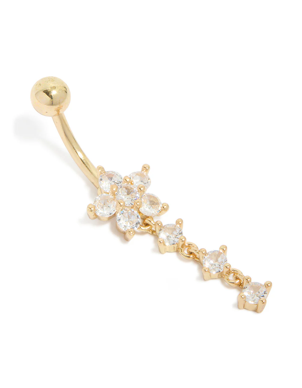 Titanium Flower Cubic Zirconia Drop Belly Bar - Image 2