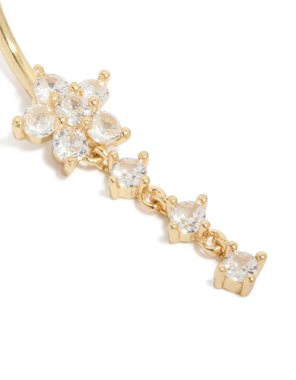 Titanium Flower Cubic Zirconia Drop Belly Bar - Image 3