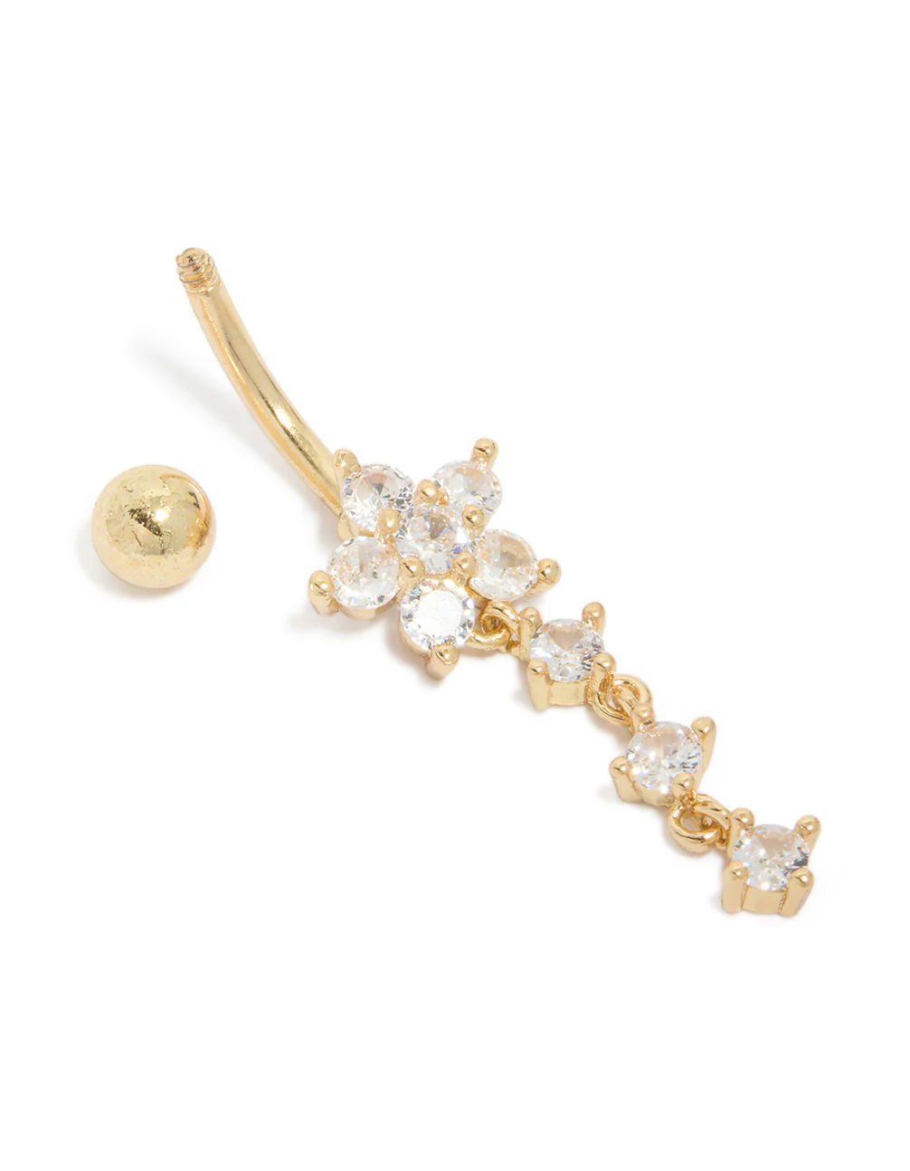 Titanium Flower Cubic Zirconia Drop Belly Bar - Image 4