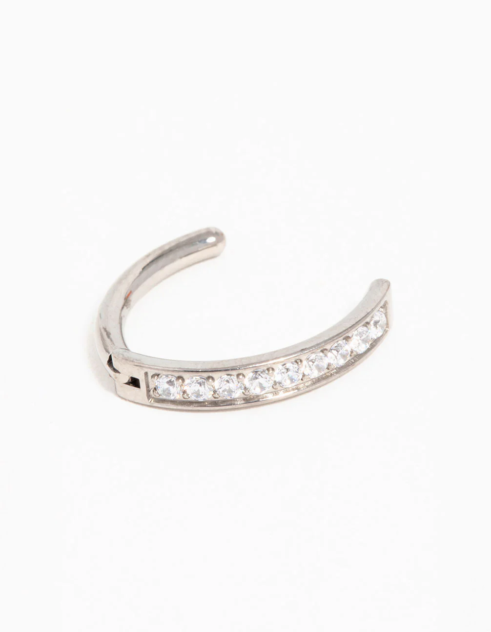 Titanium Cubic Zirconia Curved Ring Belly Ring - Image 2