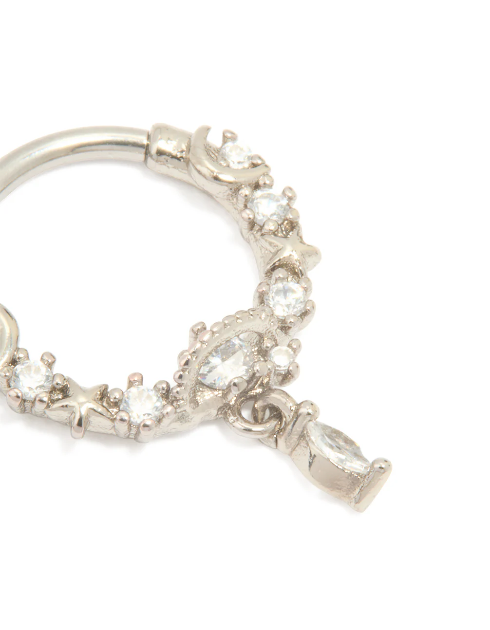 Titanium Cubic Zirconia Drop Clicker Ring - Image 2