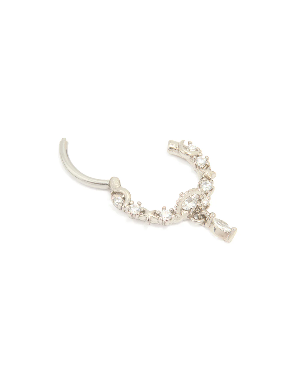 Titanium Cubic Zirconia Drop Clicker Ring - Image 3