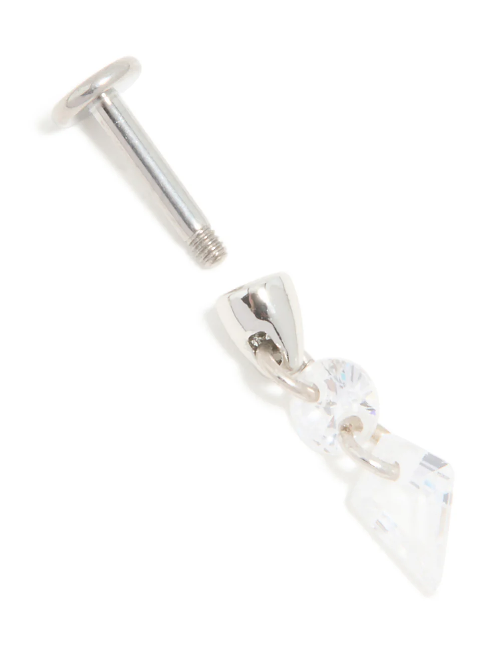 Titanium Cubic Zirconia Droplet Single Flat Back Stud - Image 3