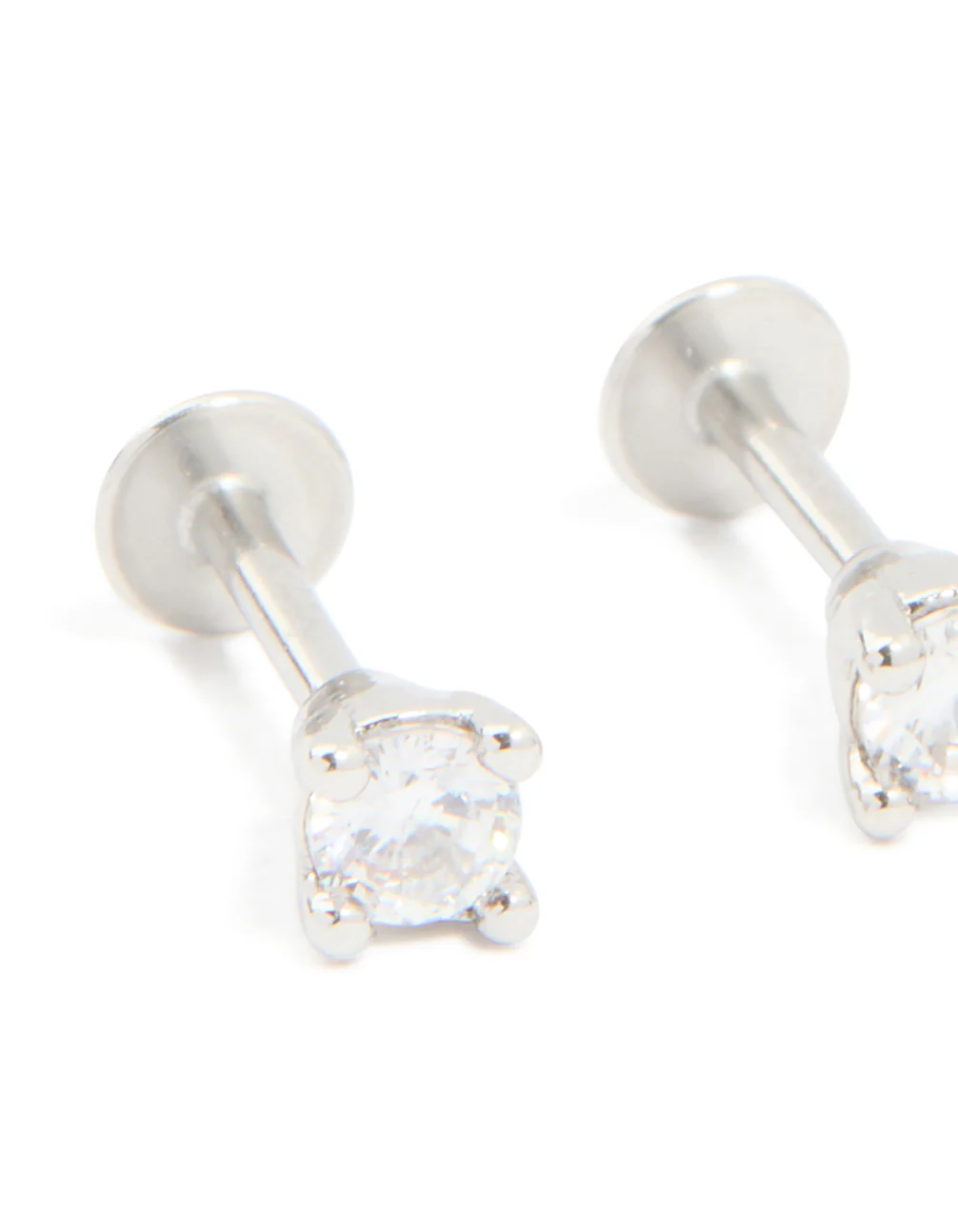 Titanium Cubic Zirconia Flat Back Earrings - Image 2