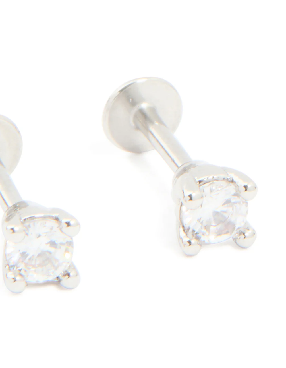 Titanium Cubic Zirconia Flat Back Earrings - Image 3