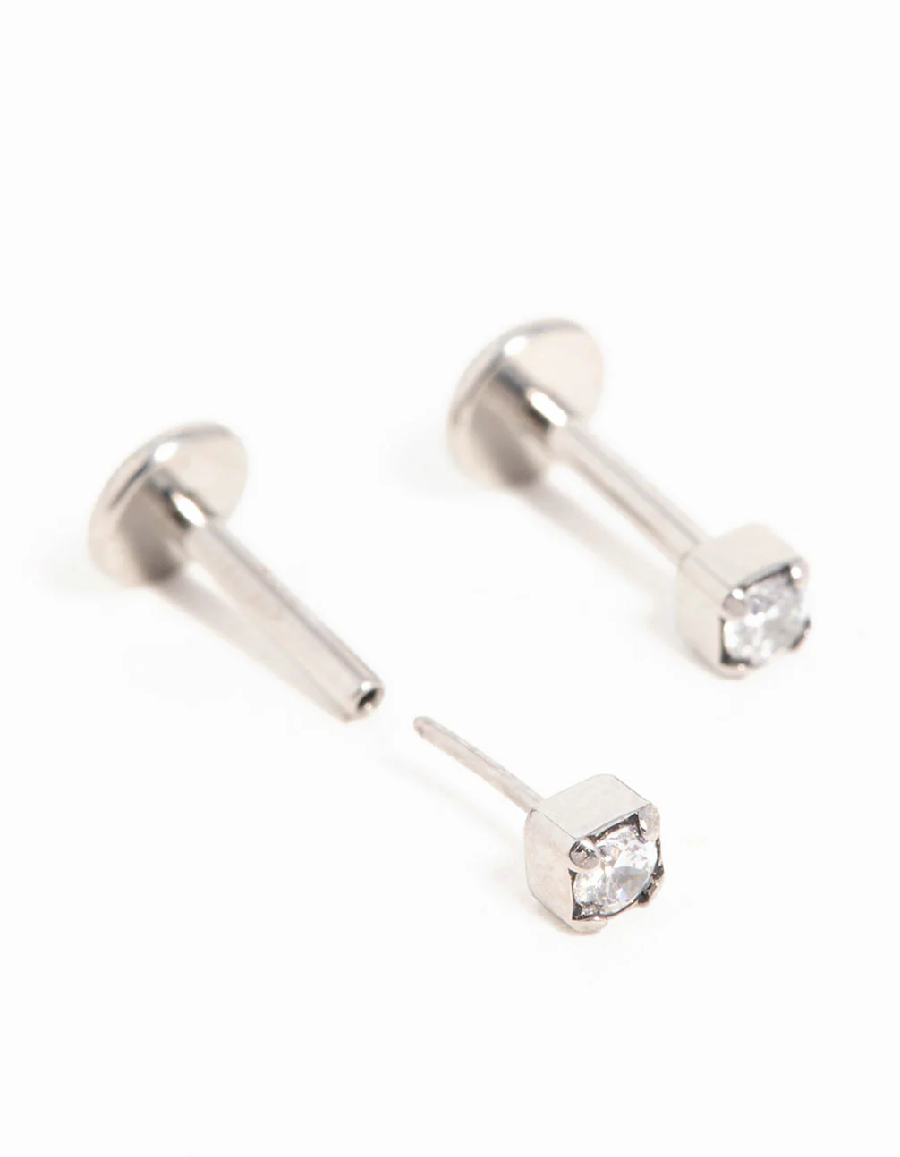 Titanium Cubic Zirconia Half Carat Flat Back Studs 2-Pack - Image 4