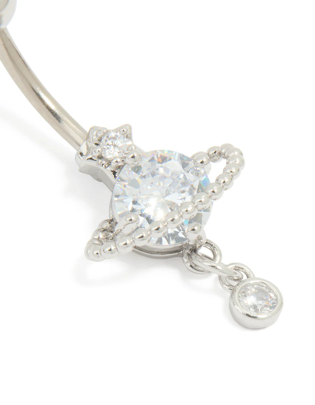 Titanium Cubic Zirconia Planet Belly Bar - Image 2