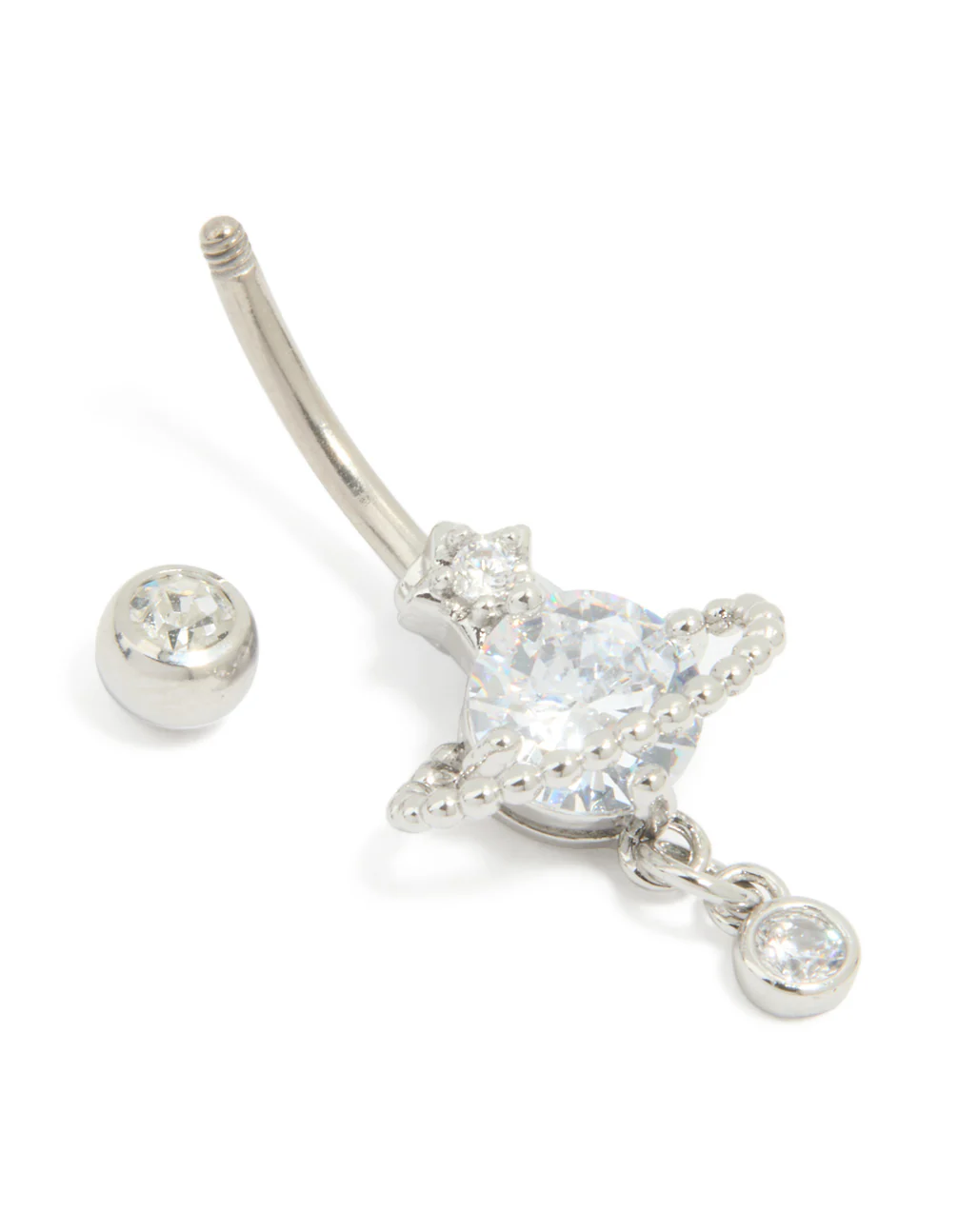 Titanium Cubic Zirconia Planet Belly Bar - Image 3