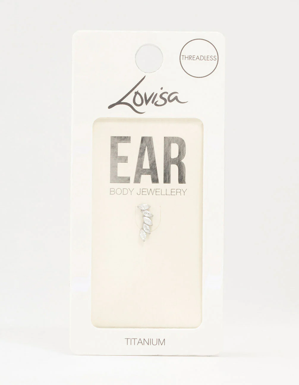 Titanium Cubic Zirconia Stacked Leaves Single Threadless Flat Back Stud - Image 3