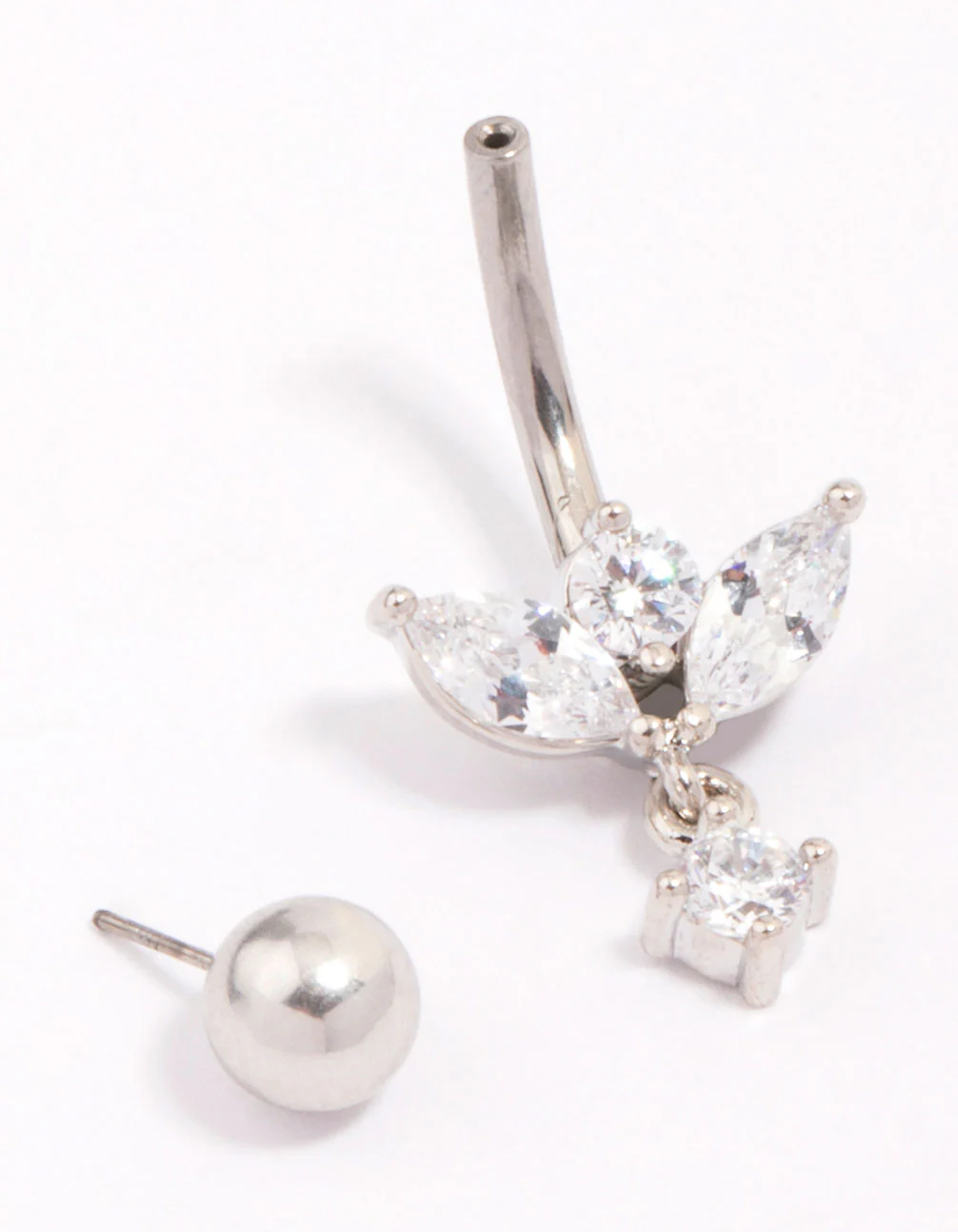 Titanium Cubic Zirconia Teardrop Dangle Belly Piercing - Image 2