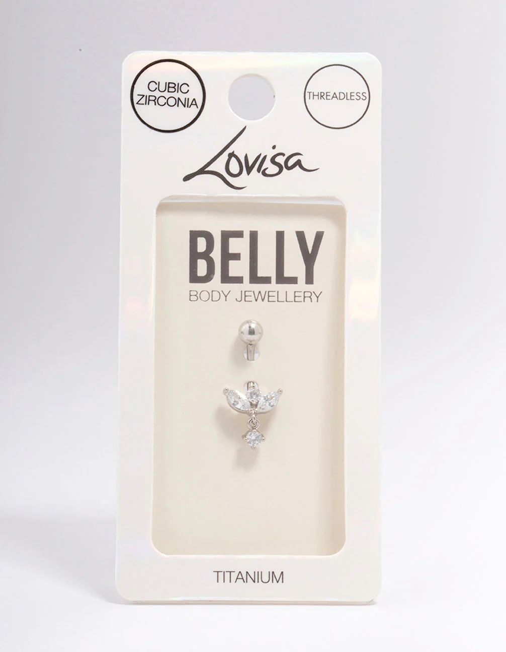 Titanium Cubic Zirconia Teardrop Dangle Belly Piercing - Image 3