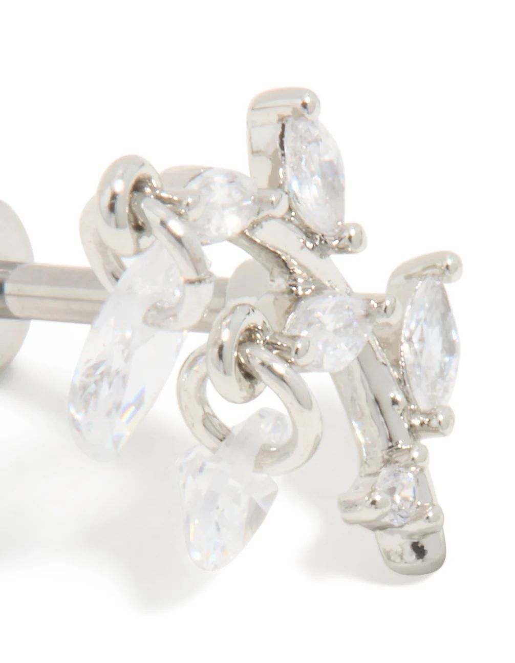 Titanium Cubic Zirconia Vine Ear Crawler Single Flat Back Stud - Image 2