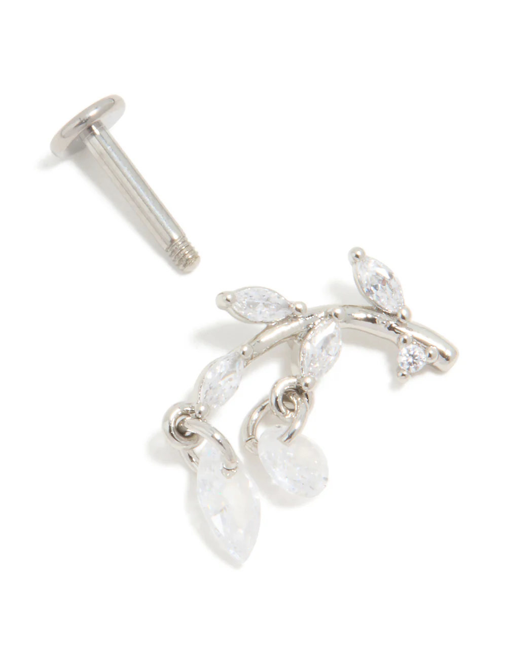 Titanium Cubic Zirconia Vine Ear Crawler Single Flat Back Stud - Image 3