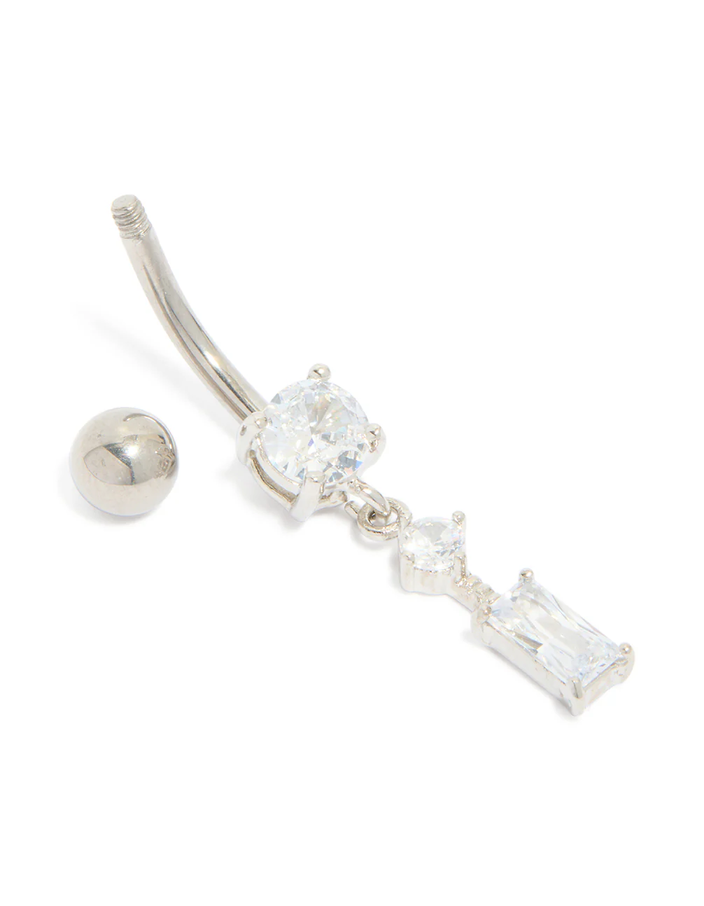 Titanium Diamante Chain Drop Belly Bar - Image 3
