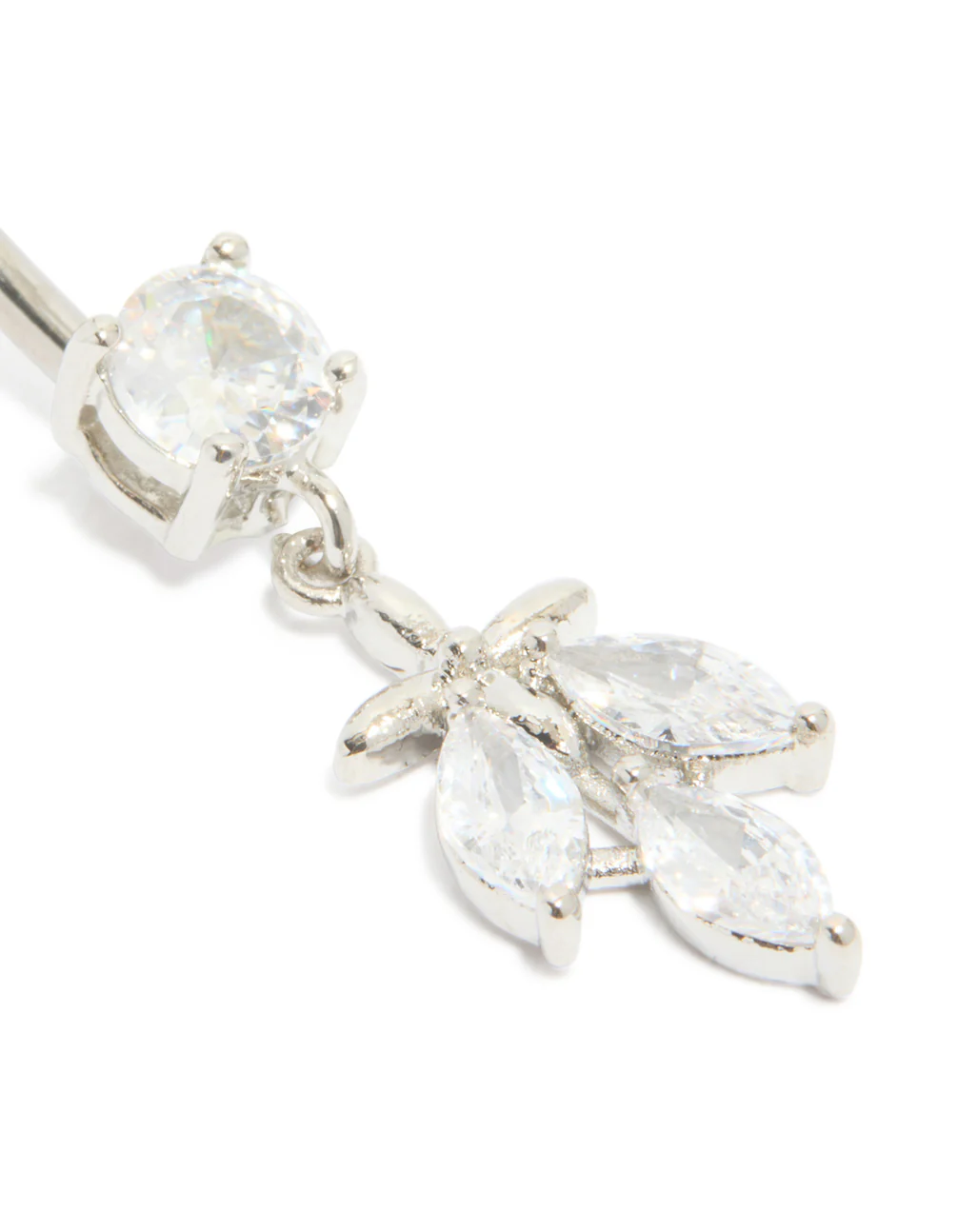 Titanium Diamante Leaf Drop Belly Bar - Image 2