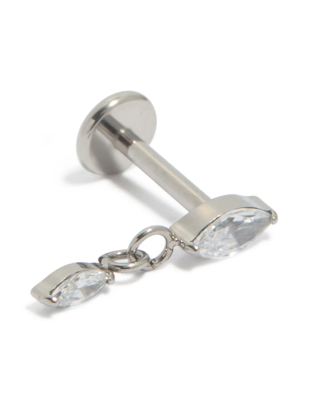 Titanium Diamante Marquise Drop Single Flat Back Stud - Image 2