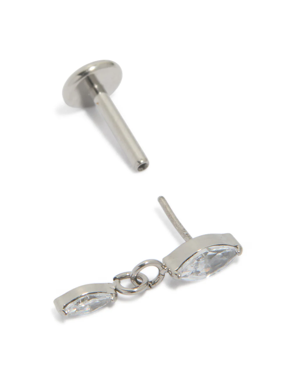 Titanium Diamante Marquise Drop Single Flat Back Stud - Image 3
