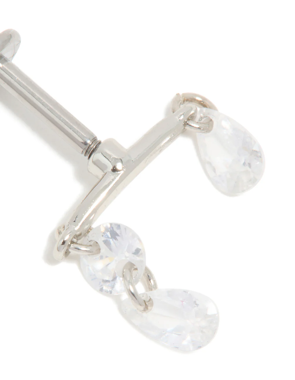Titanium Double Cubic Zirconia Crawler Single Flat Back Stud - Image 2