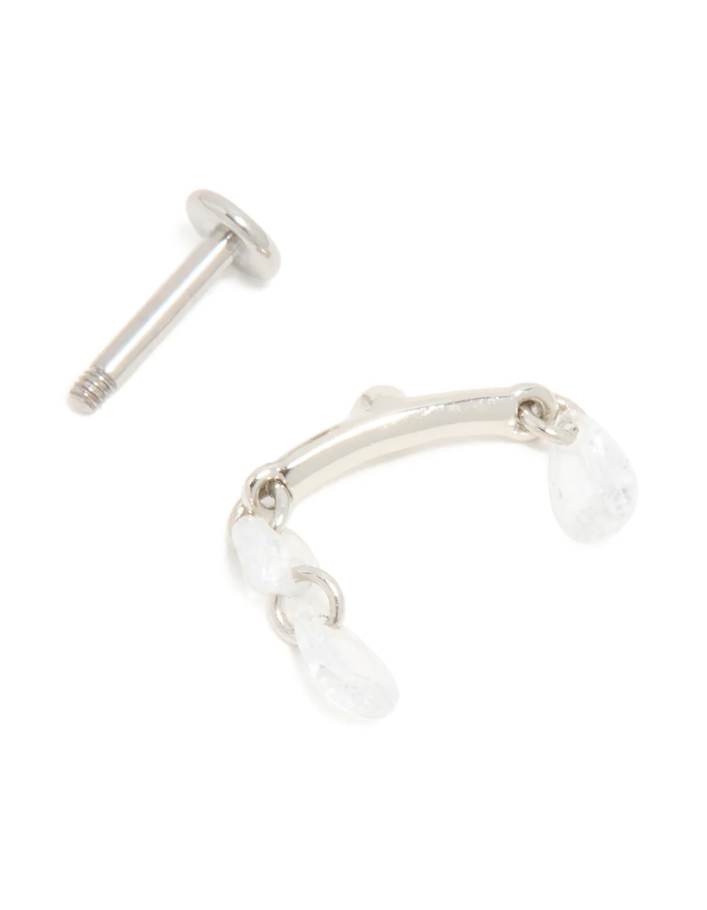 Titanium Double Cubic Zirconia Crawler Single Flat Back Stud - Image 3