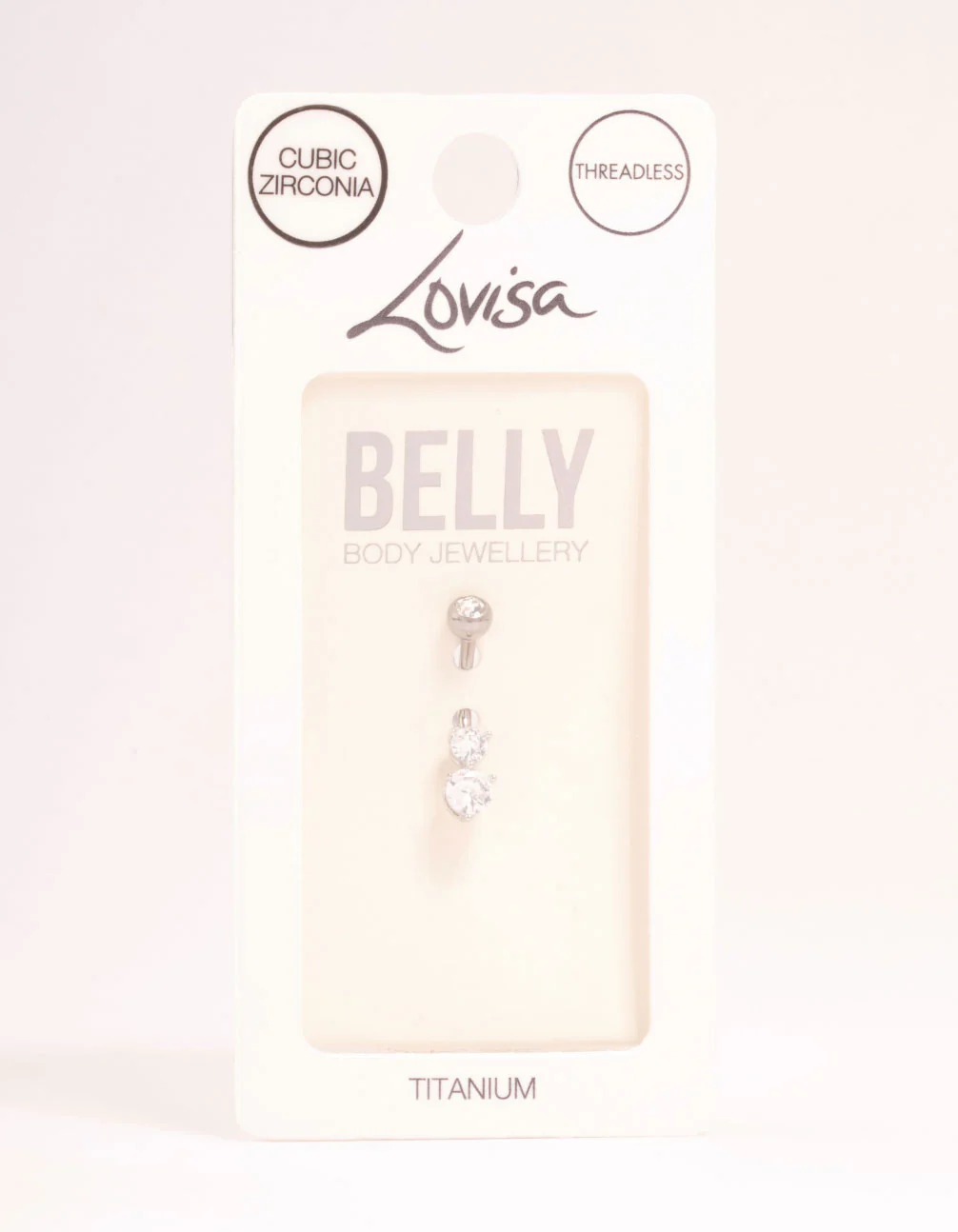 Titanium Round Cubic Zirconia Double Layered Threadless Belly Bar - Image 3