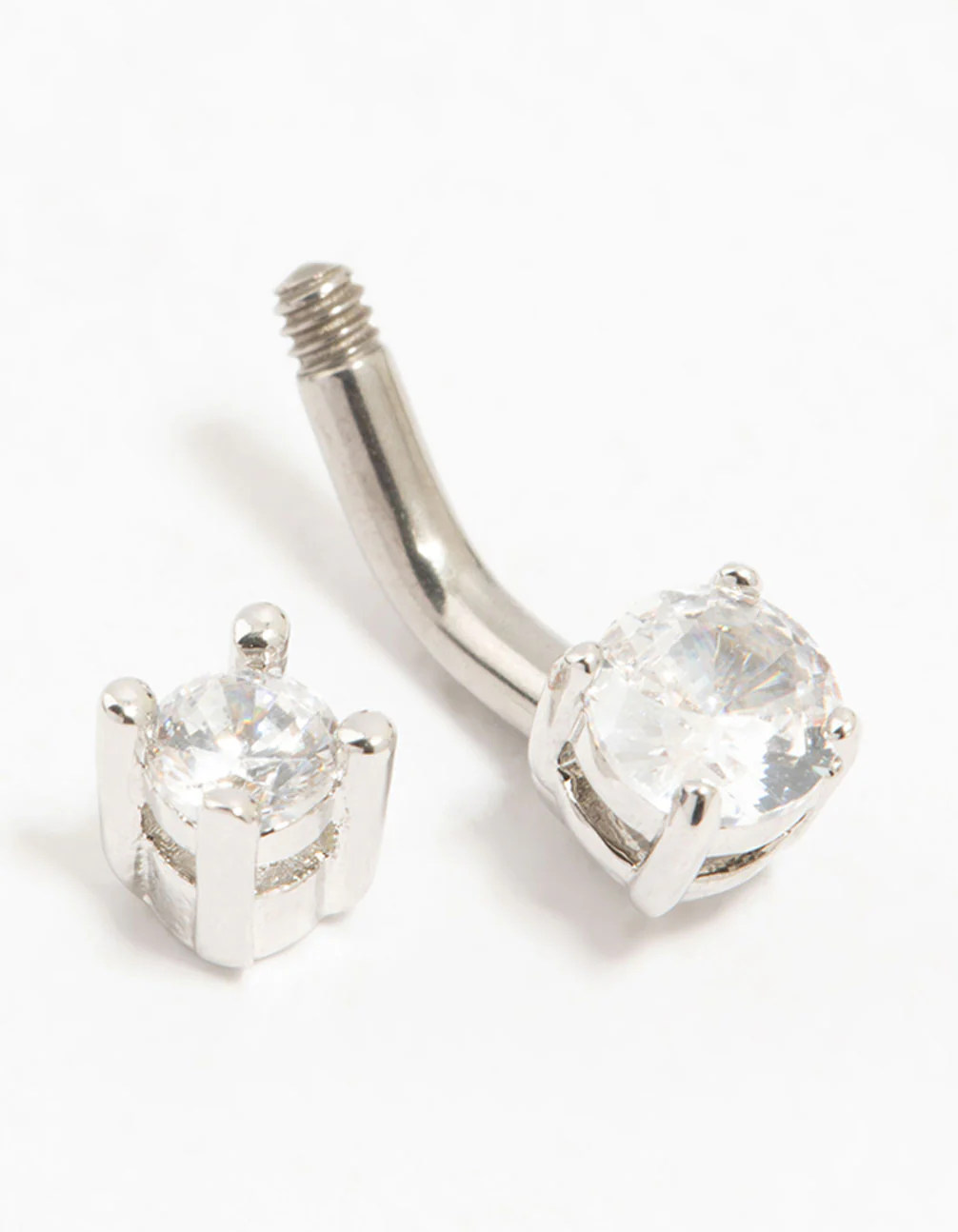 Titanium Mini Round Cubic Zirconia Belly Bar - Image 2